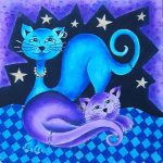 Blue Crazy Cats Design: 45cm x 45cm