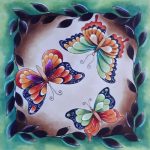 Butterfly Leaves Olive Design: Shopping Bag