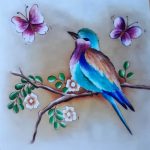 Lilac Breasted Roller Beige Design: Shopping Bag